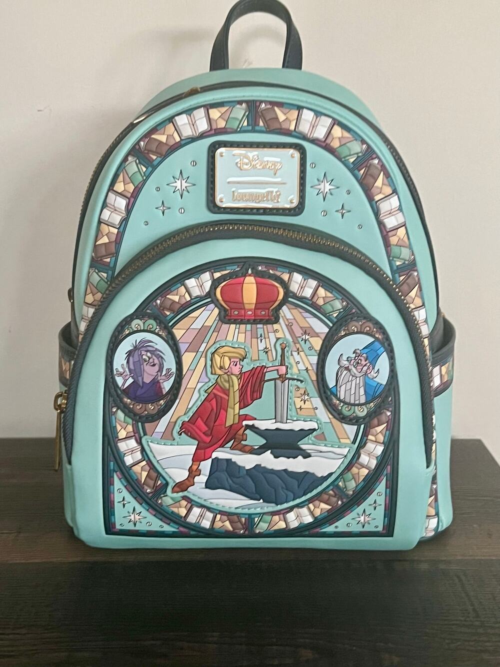 Loungefly Disney The Sword in the Stone Stained Glass Portrait Mini Backpack